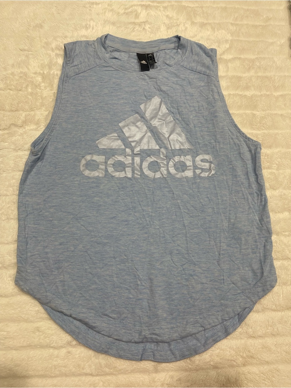 Adidas Women's Light Blue Logo Muscle Tank